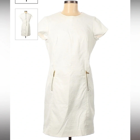 Jones New York White Stretch Crocodile Print Dress 4 - Picture 4 of 8